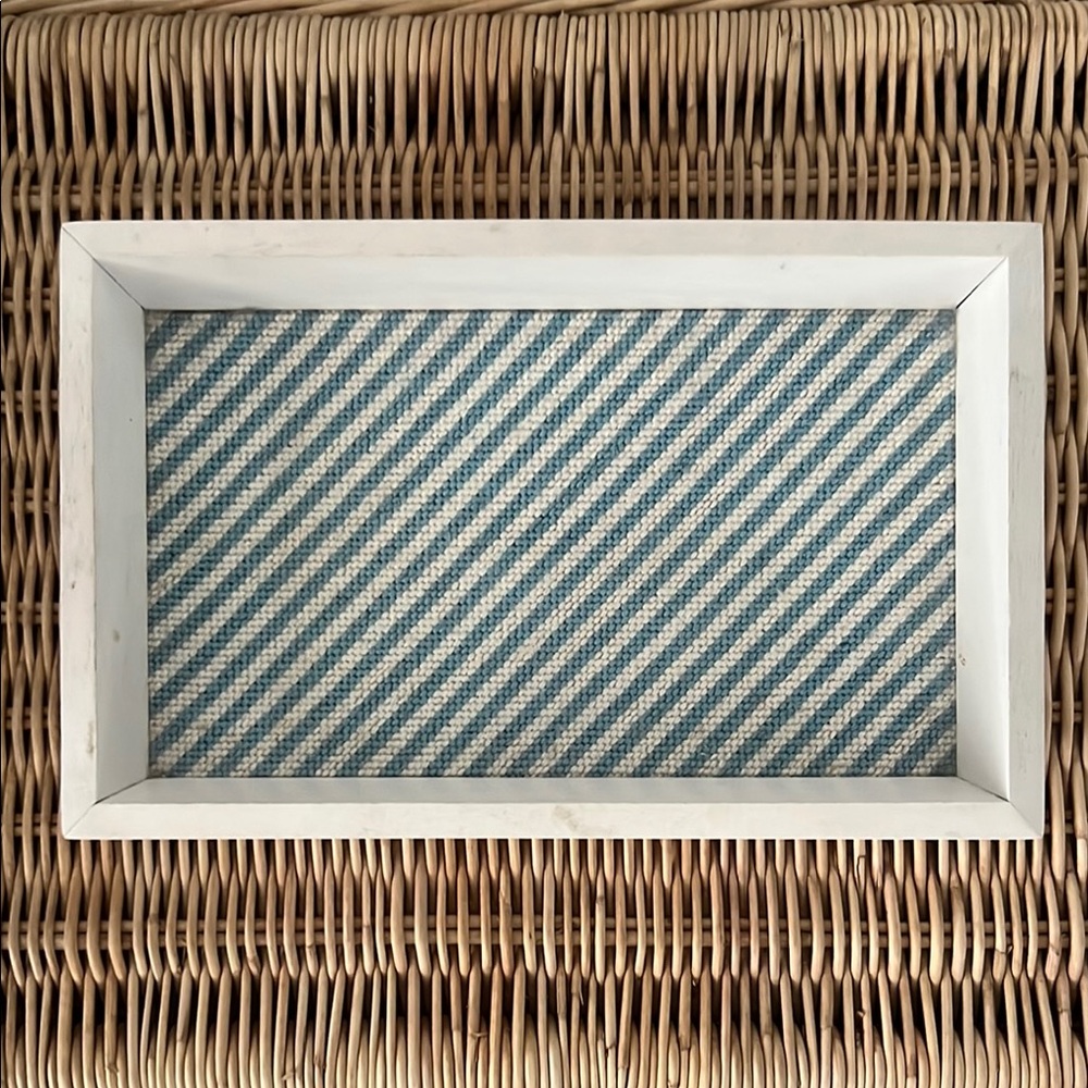 Smathers & Branson Seersucker Stripe Blue White Valet Tray
